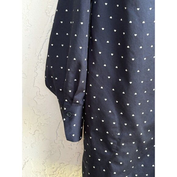 Chico's Black w/ Heart Polka Dots Button Shirt Sz 2 (L/12) No Iron Cotton Womans - Picture 6 of 7